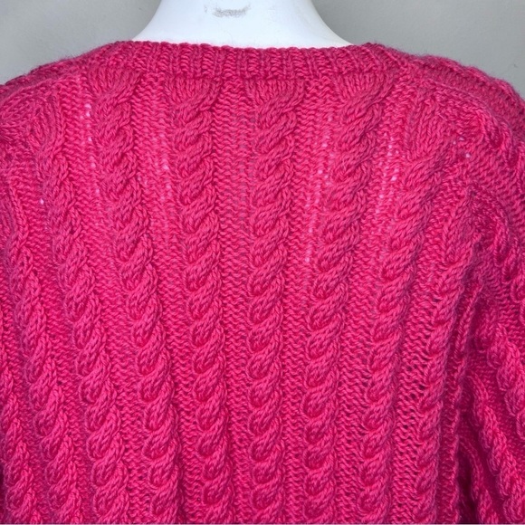 VINTAGE Pink Oversized Handmade Cableknit Sweater - Picture 11 of 12